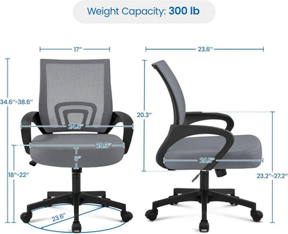 2 Pack Ergonomic Mesh Office Chairs With 360 Degree Rolling Casters Dark Gray For Home Office - Get it from Bo