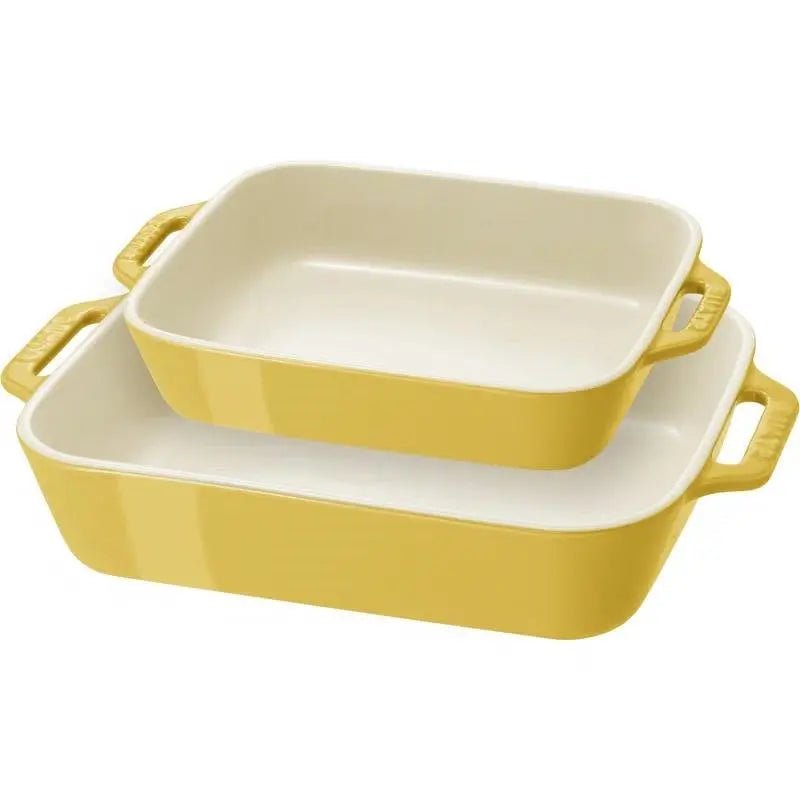 2 Piece Ceramic Stoneware Bakeware Casserole Baking Dish Set in Yellow / Ivory - Get it from Bo