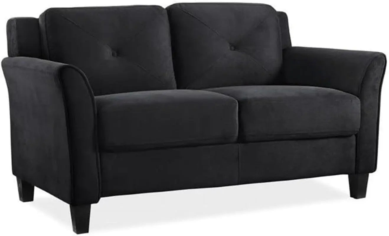 2 Piece Living Room Sofa And Loveseat Set In Black Microfiber Upholstery With 67.3 Inch Total Seat Width - Get it from Bo