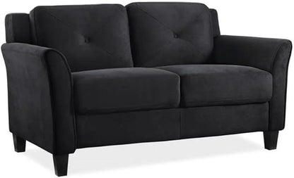 2 Piece Living Room Sofa And Loveseat Set In Black Microfiber Upholstery With 67.3 Inch Total Seat Width - Get it from Bo