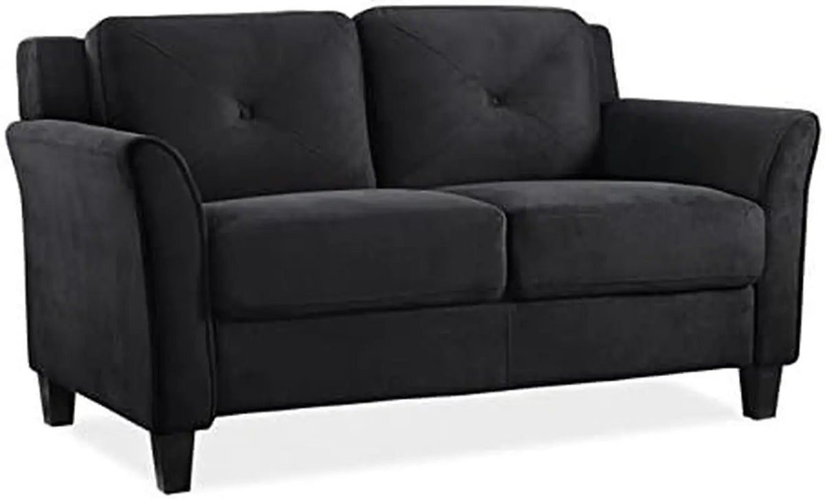 2 Piece Living Room Sofa And Loveseat Set In Black Microfiber Upholstery With 67.3 Inch Total Seat Width - Get it from Bo