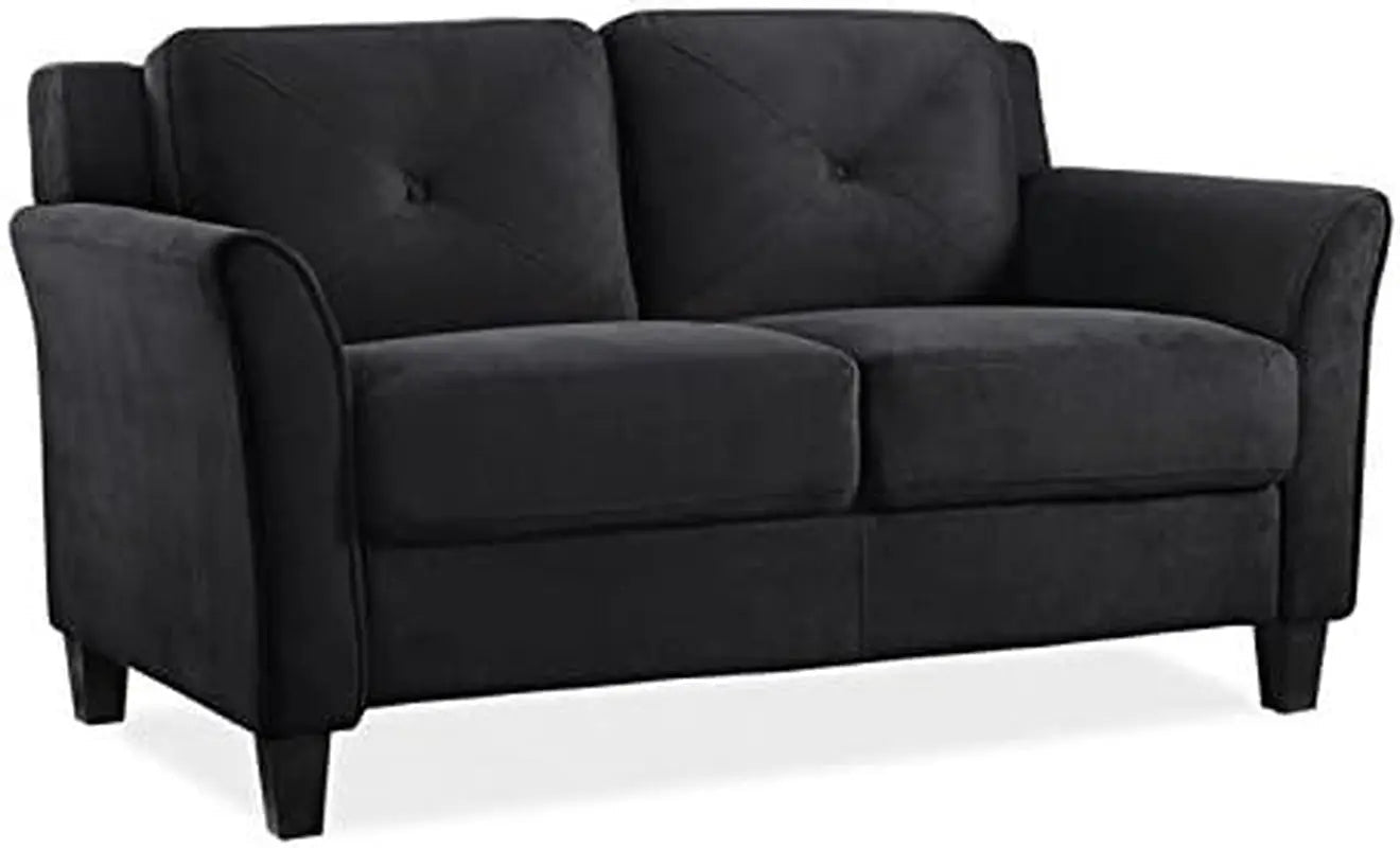 2 Piece Living Room Sofa And Loveseat Set In Black Microfiber Upholstery With 67.3 Inch Total Seat Width - Get it from Bo