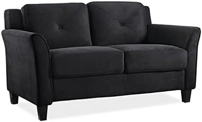 2 Piece Living Room Sofa And Loveseat Set In Black Microfiber Upholstery With 67.3 Inch Total Seat Width - Get it from Bo