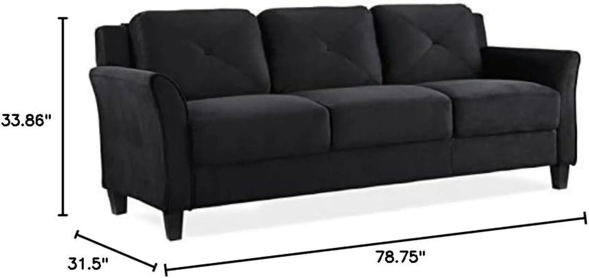 2 Piece Living Room Sofa And Loveseat Set In Black Microfiber Upholstery With 67.3 Inch Total Seat Width - Get it from Bo