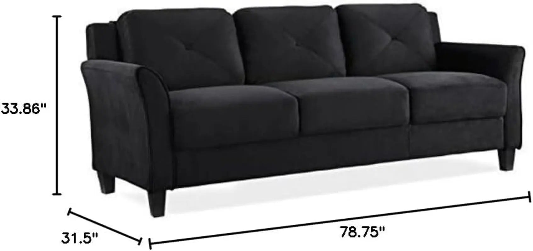 2 Piece Living Room Sofa And Loveseat Set In Black Microfiber Upholstery With 67.3 Inch Total Seat Width - Get it from Bo