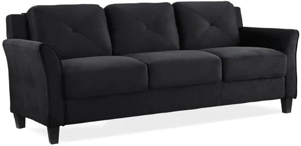 2 Piece Living Room Sofa And Loveseat Set In Black Microfiber Upholstery With 67.3 Inch Total Seat Width - Get it from Bo