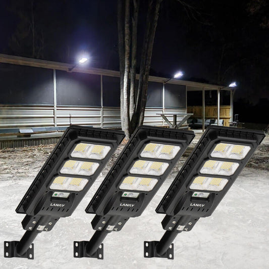 3 Pack 150 W Led solar street lights 15,000 lumens Langy Solar Lights