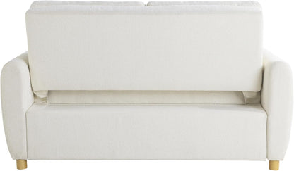 Convertible Sleeper Loveseat 66 Inch Polyester Ivory ShipItFurniture
