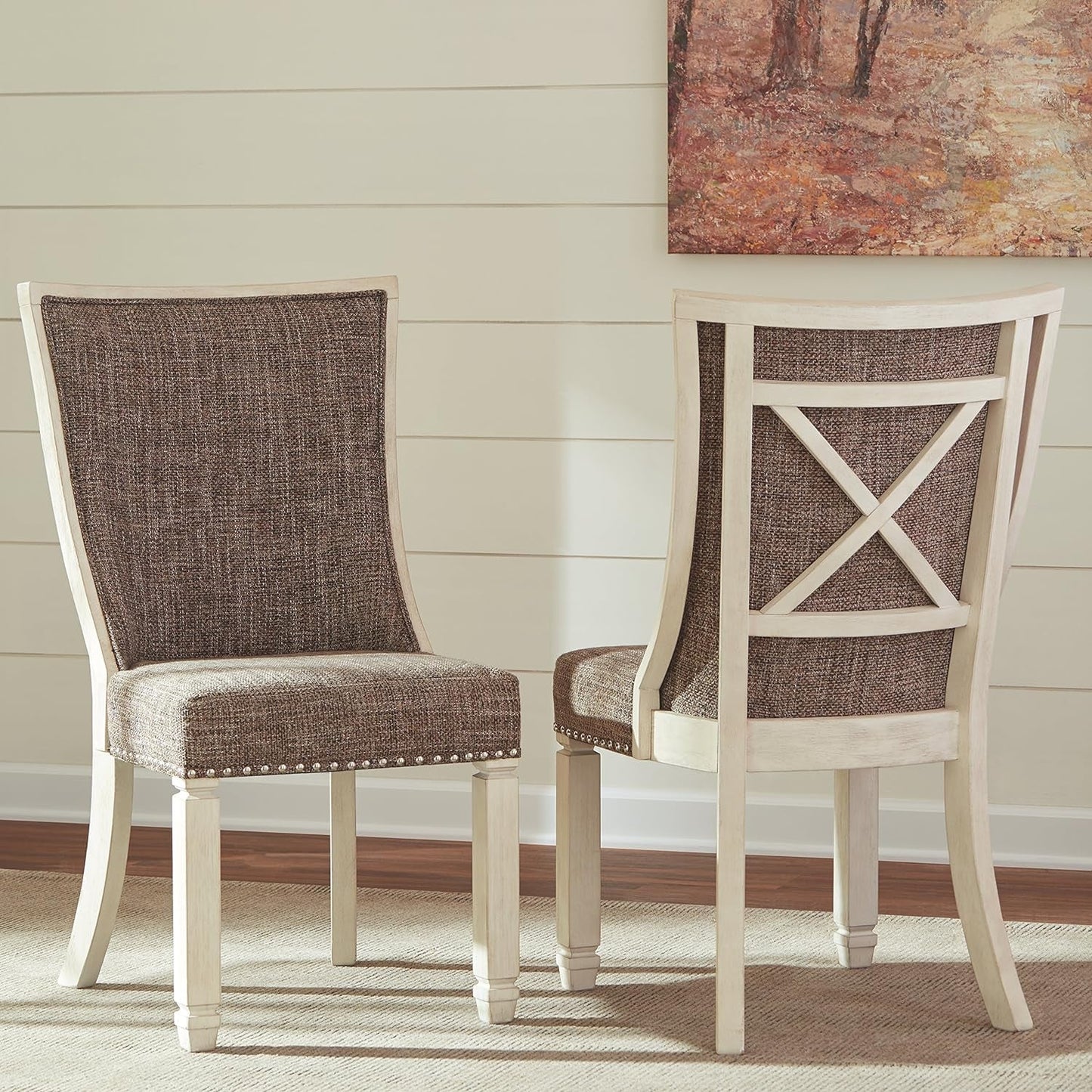Bolanburg Modern Farmhouse Upholstered Dining Chairs Brown ShipItFurniture