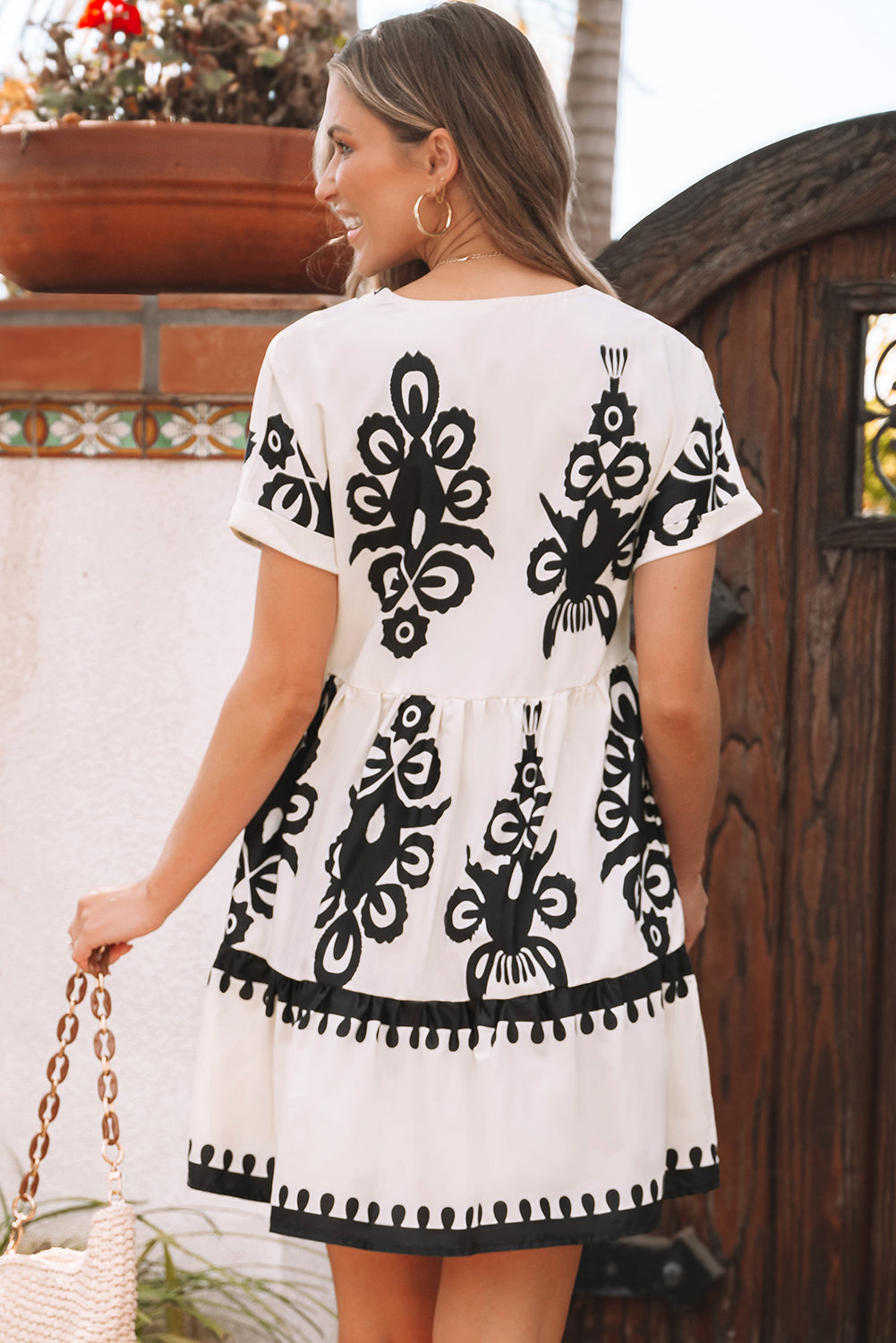 Leyla Vintage High Waist Short Sleeve Dress