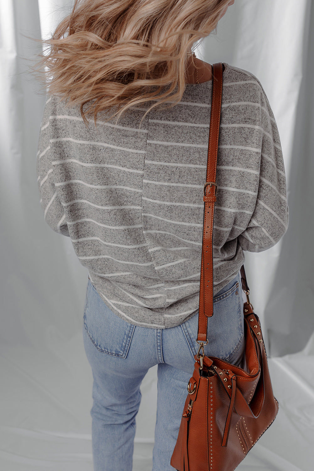 Bella Stripe Dolman Sleeve Top Threaded Pear