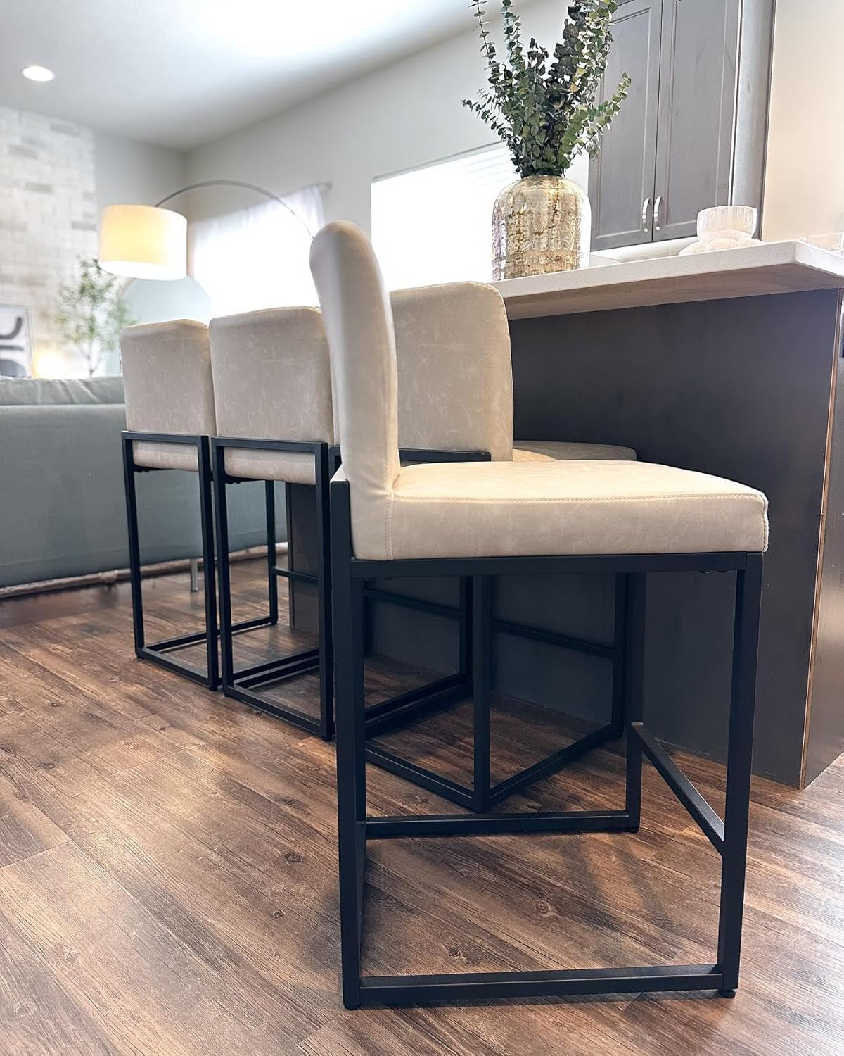 Bar Stools Set of 4 - Counter Height Bar Stool Pu Leather Kitchen Modern Bar Chairs, Bar Stools with Back ShipItFurniture
