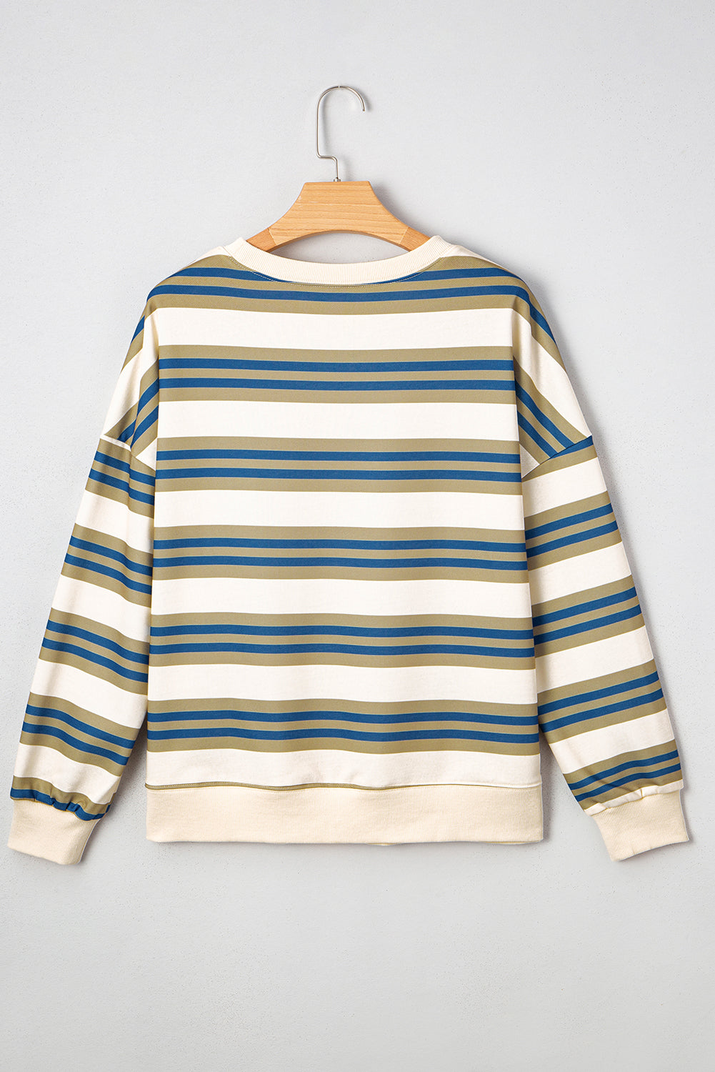Rose Stripe Crew Neck Pullover Sweatshirt Threaded Pear
