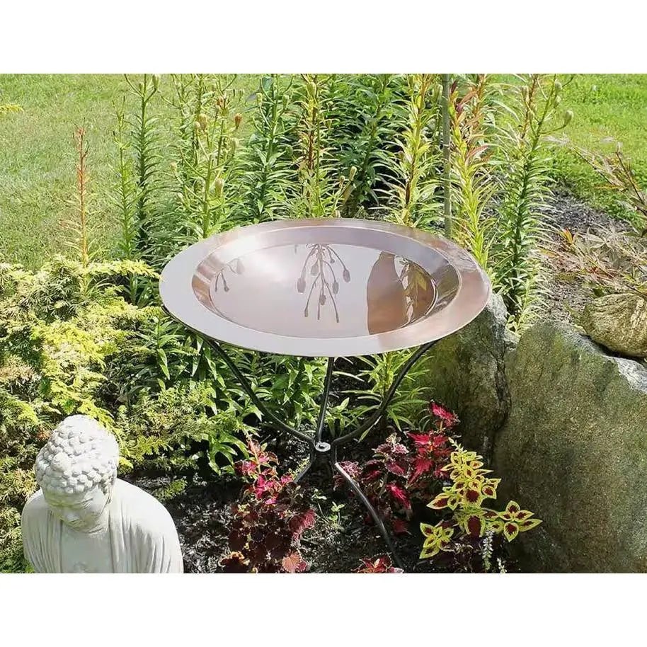 24-inch Diameter Round Copper Plated Brass Large Bird Bath Rimmed Bowl Birdbath - Get it from Bo