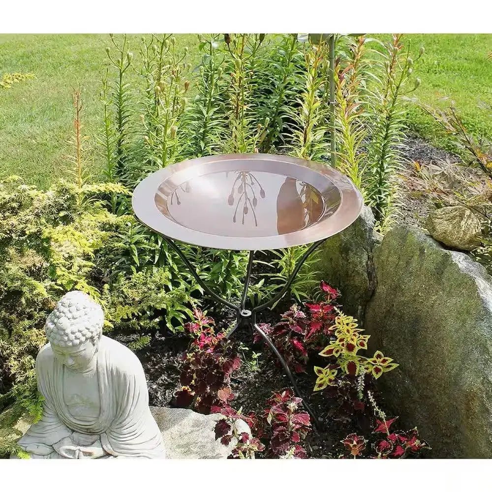 24-inch Diameter Round Copper Plated Brass Large Bird Bath Rimmed Bowl Birdbath - Get it from Bo