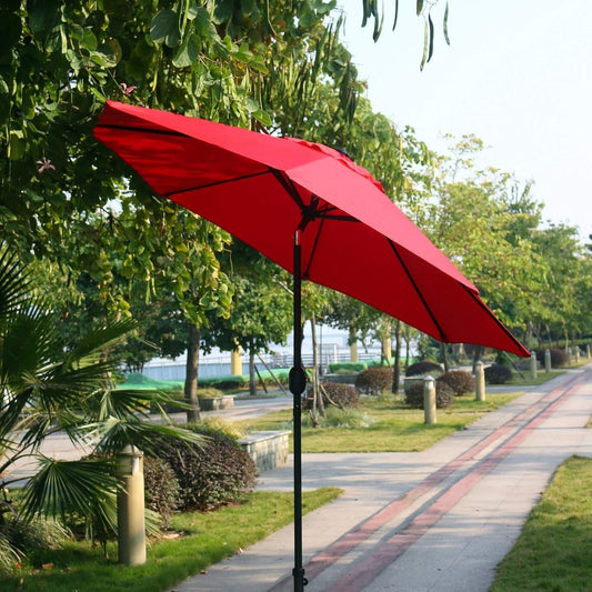 9' Patio Umbrella Outdoor Table Umbrella with 8 Sturdy Ribs (Red) ShipItFurniture