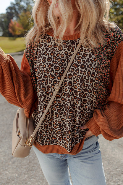 Natalie Leopard & Floral Patchwork Loose Top