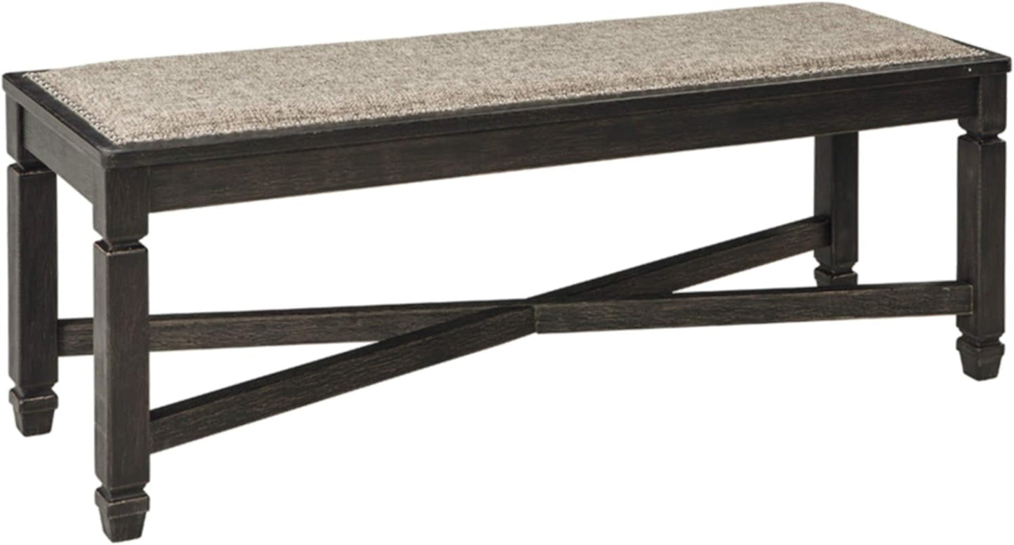 Tyler Creek Modern Farmhouse Upholstered Dining Room Bench, Antique Black Finish