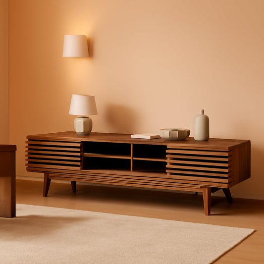 70 Inch Mid Century Modern Walnut TV Stand Console ShipItFurniture