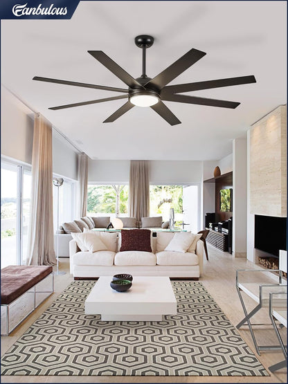 72" Black Outdoor Ceiling Fan with Light ShipItFurniture