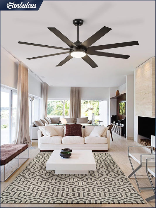 72" Black Outdoor Ceiling Fan with Light ShipItFurniture