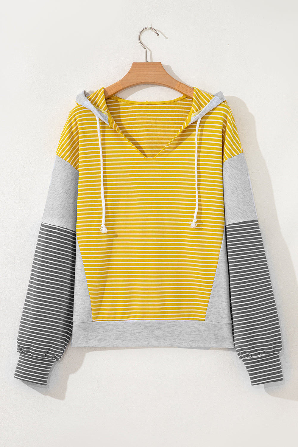 Margot Stripe Drawstring Loose Fit Hooded Top Threaded Pear