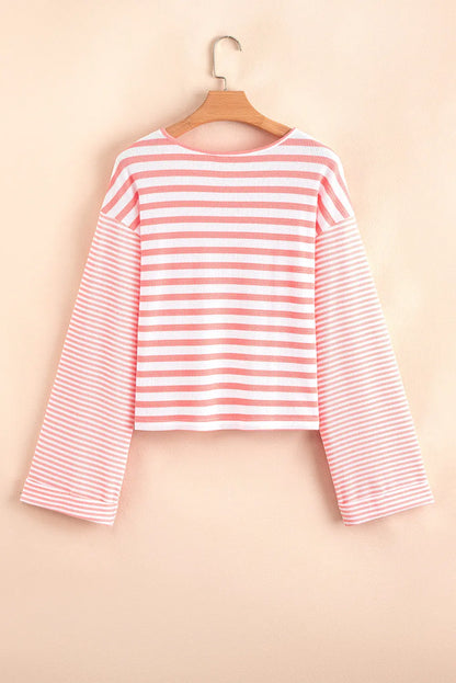 Lilly Textured Contrast Dropped Long Sleeve Top