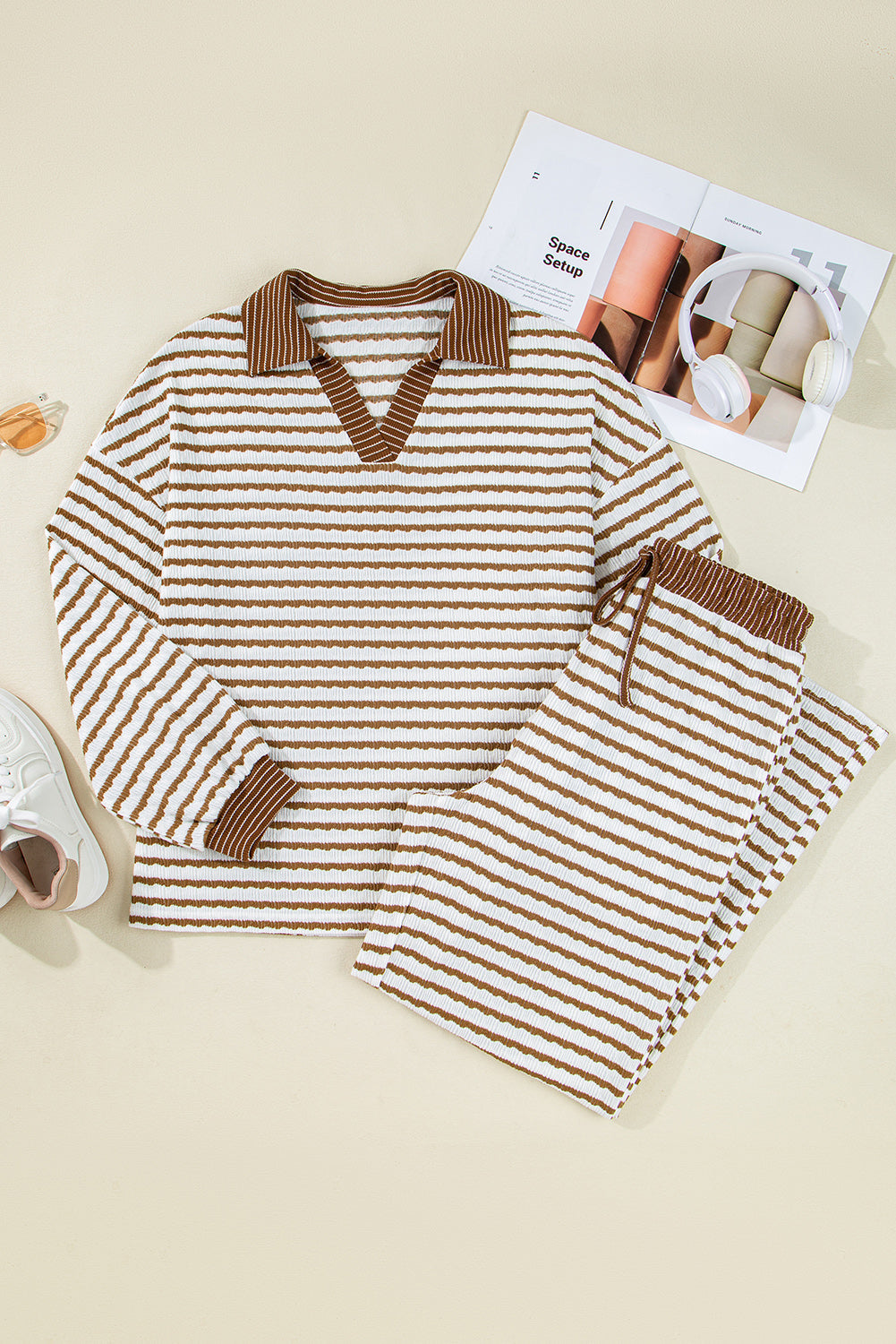 Stephanie Stripe Collared Pullover Set