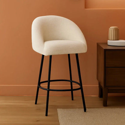 26 Inch Swivel Counter Stool White Sherpa Upholstered Bar Stool For Kitchen Counter - Get it from Bo