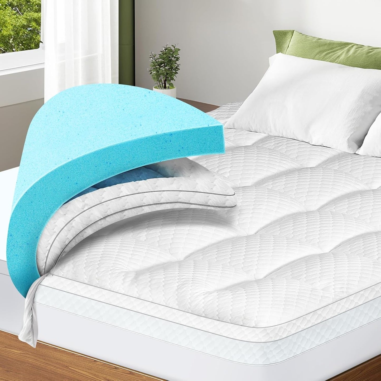 Queen Size Dual Layer Memory Foam Mattress Topper
