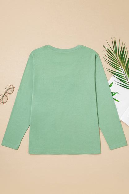 Grass Green Flower Applique Mineral Wash Plus Size Top