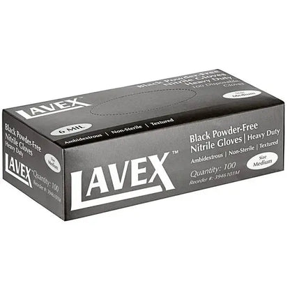 Lavex Pro Nitrile Black 6 Mil Heavy-Duty Powder-Free Textured Gloves Case Lavex