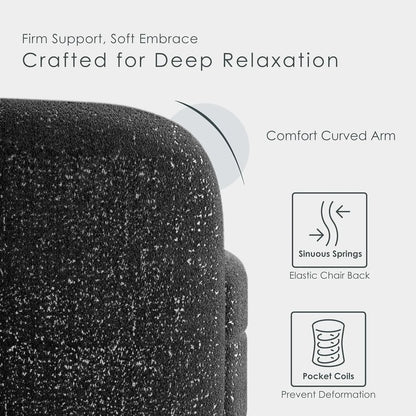 Nimiane Modern Boucle Sofa Set Black With Curved Arms ShipItFurniture