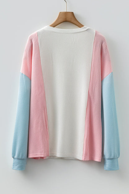 Louise Color Block Corded Long Sleeve Top