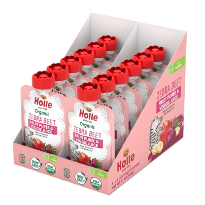Holle Baby Food Pouches - Organic Fruit & Veggie Puree - Zebra Beet Holle USA