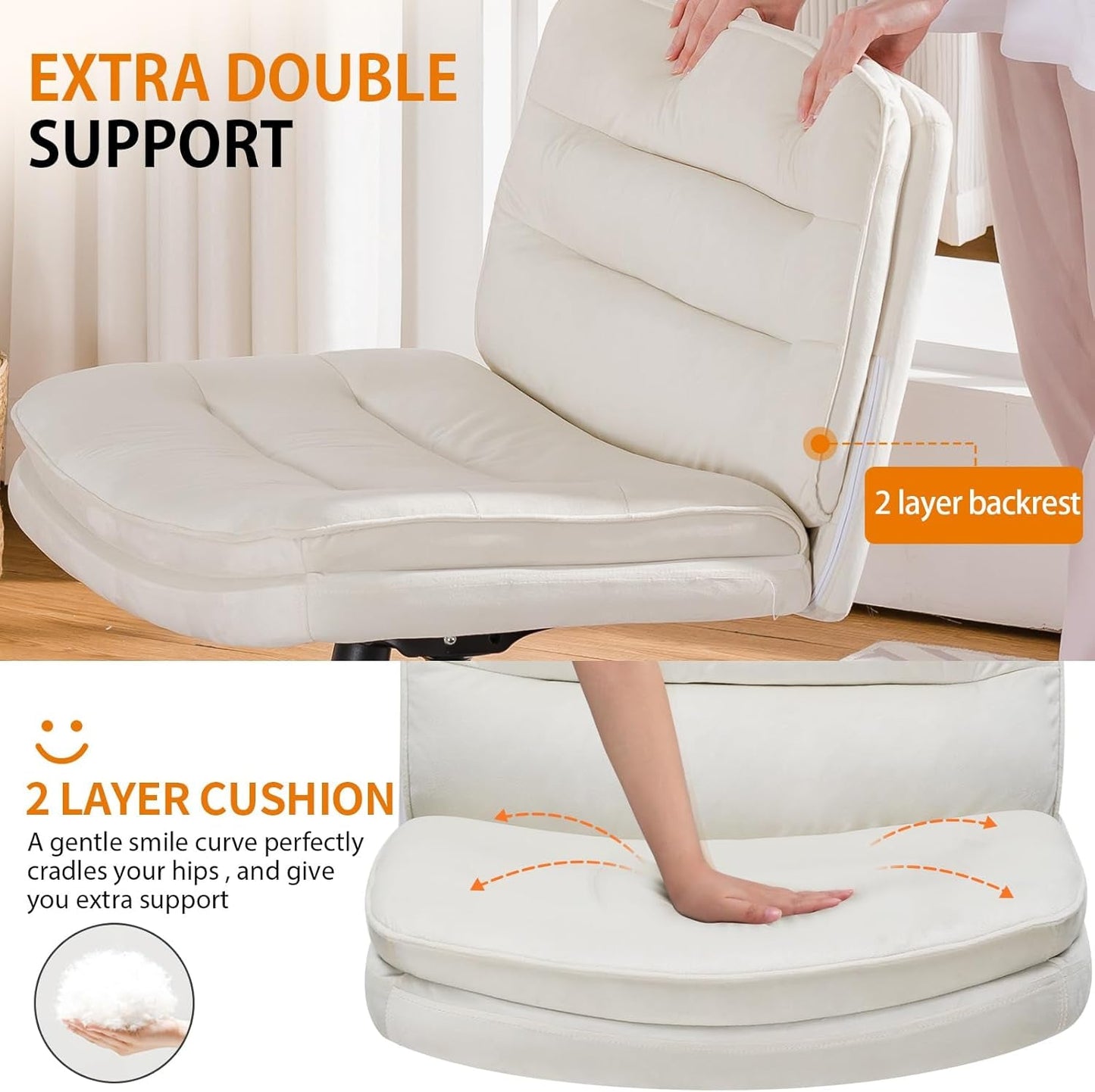 Criss Cross Office Chair Beige With Wheels For Home Office