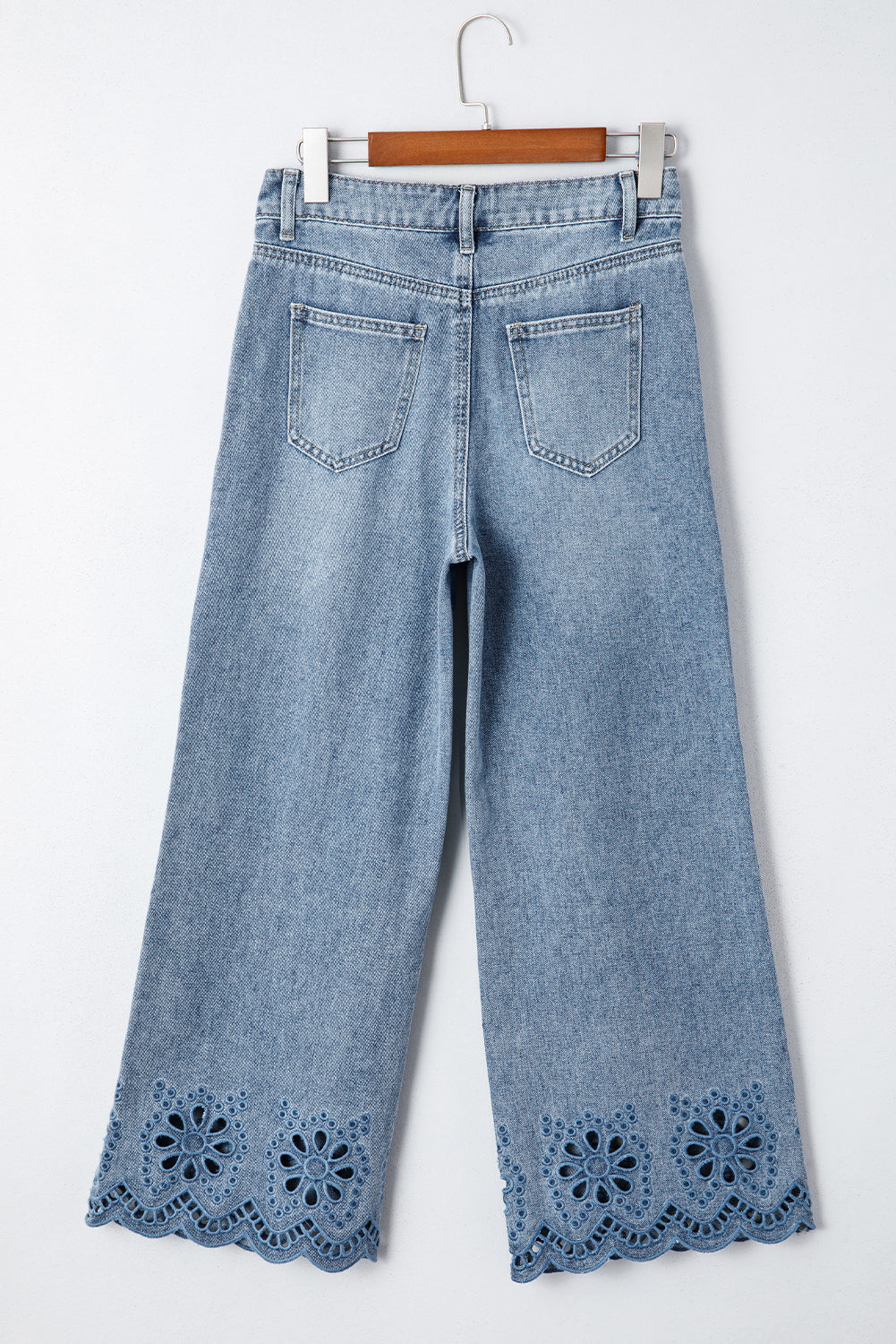 Juliette Embroidered Cropped Wide Leg High Waist Jeans Threaded Pear