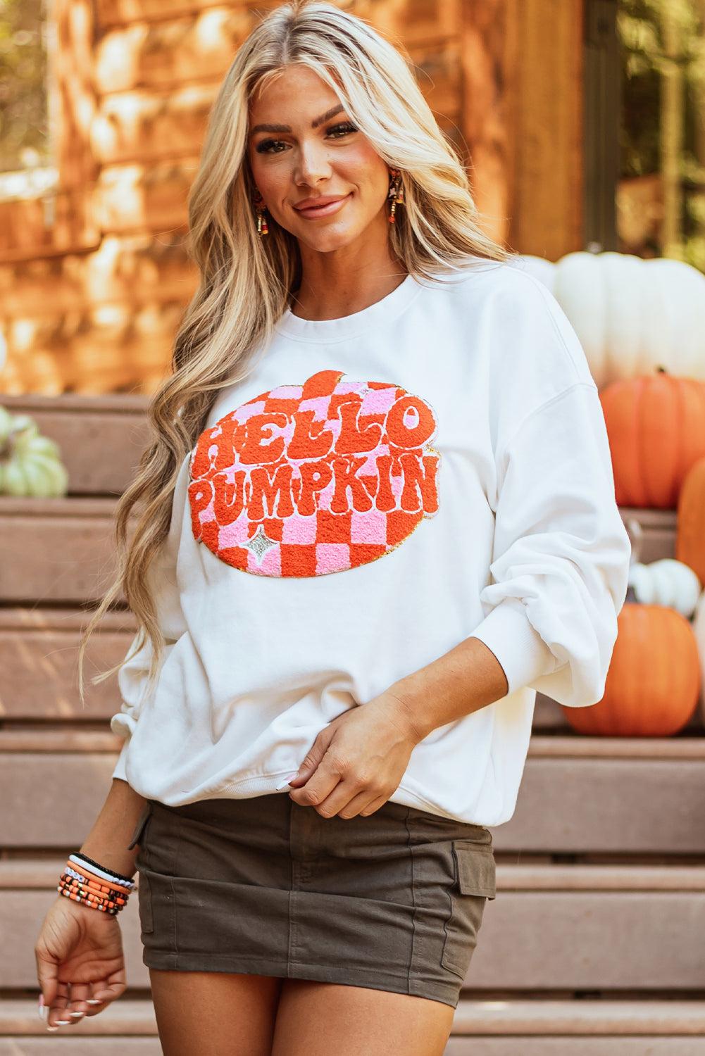 Blair Halloween Pumpkin Patched Pullover Sweatshirt Threaded Pear