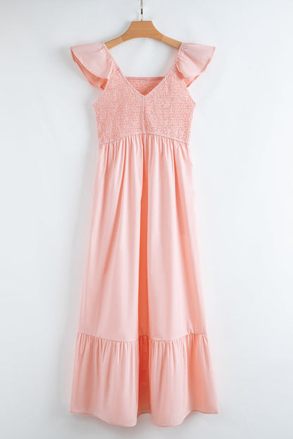 Ashlyn Flutter Sleeve Smocked Bodice Maxi Dress