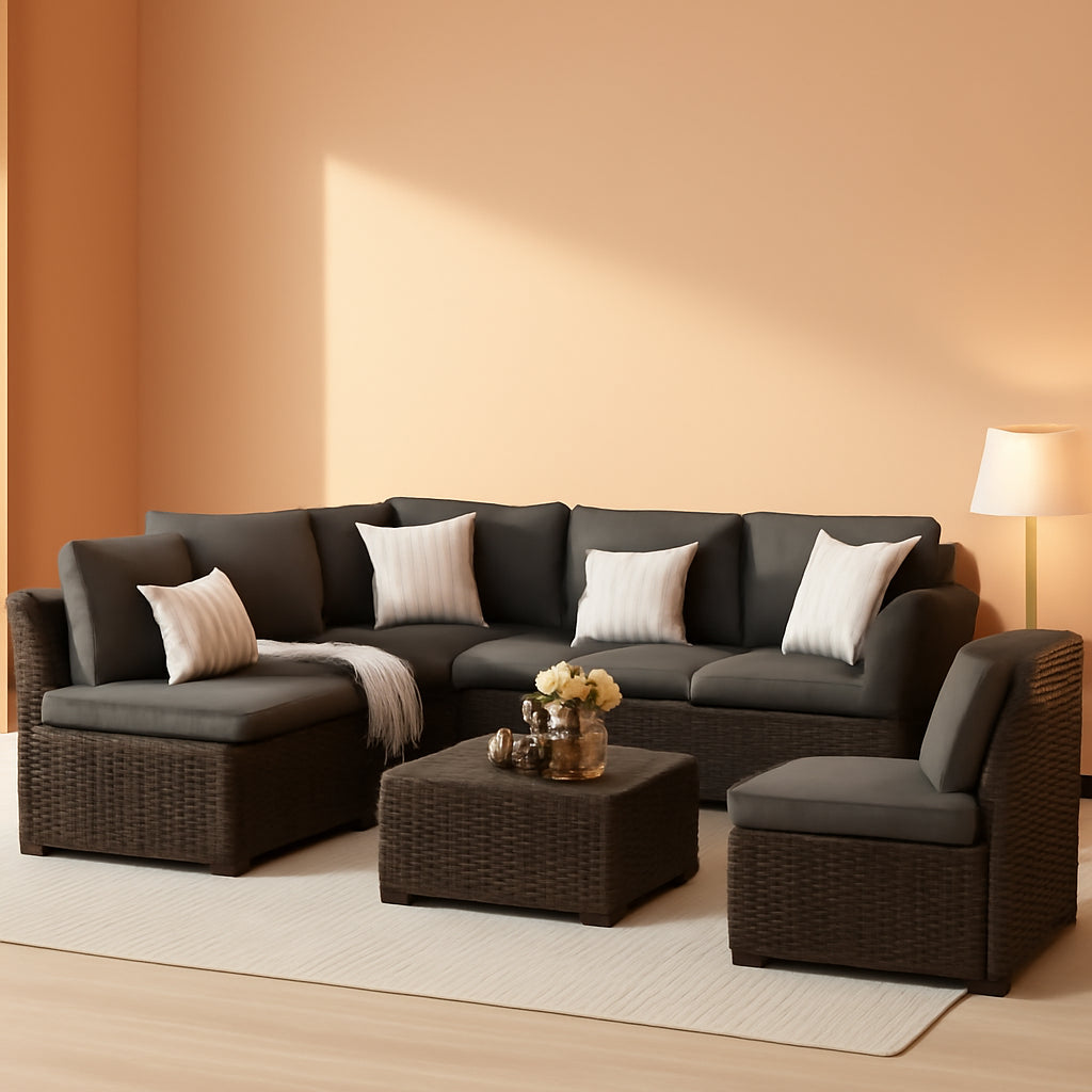 7 Piece Outdoor Sectional Patio Set With Waterproof Cover ShipItFurniture