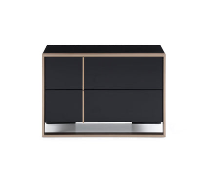 20" Black Wood Two Drawer Nightstand Homeroots