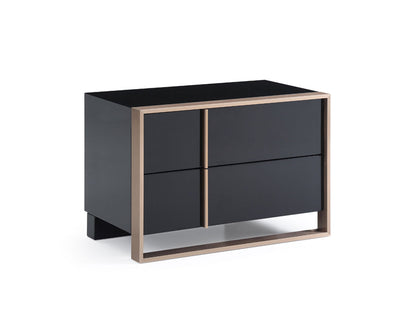 20" Black Wood Two Drawer Nightstand Homeroots