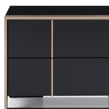 20" Black Wood Two Drawer Nightstand Homeroots