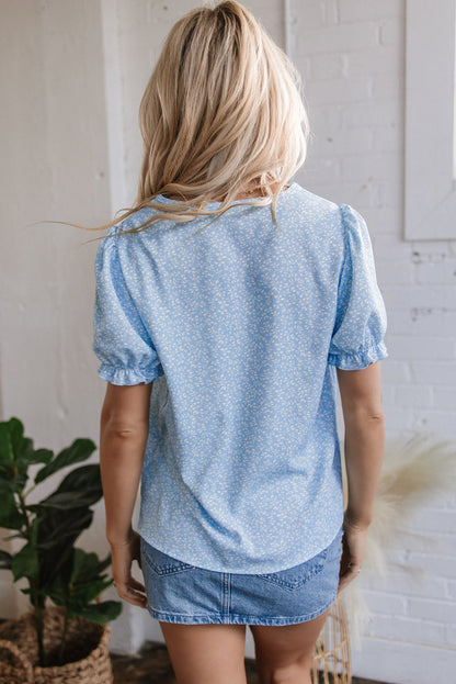 Kenzie Floral Embroidered Puff Sleeve Blouse