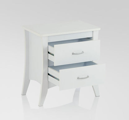 25" White Wood Two Drawer Nightstand Homeroots