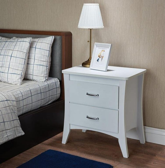 25" White Wood Two Drawer Nightstand Homeroots