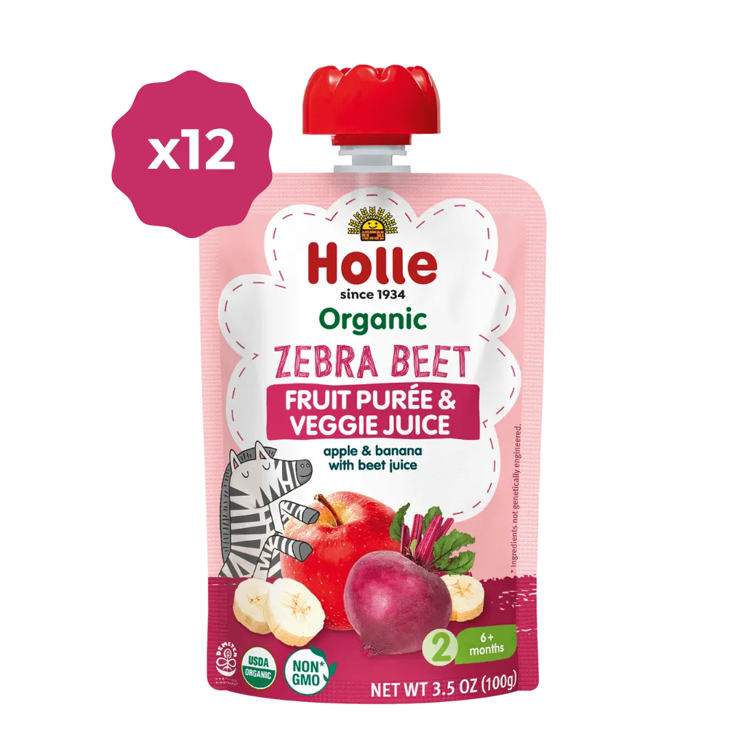 Holle Baby Food Pouches - Organic Fruit & Veggie Puree - Zebra Beet Holle USA