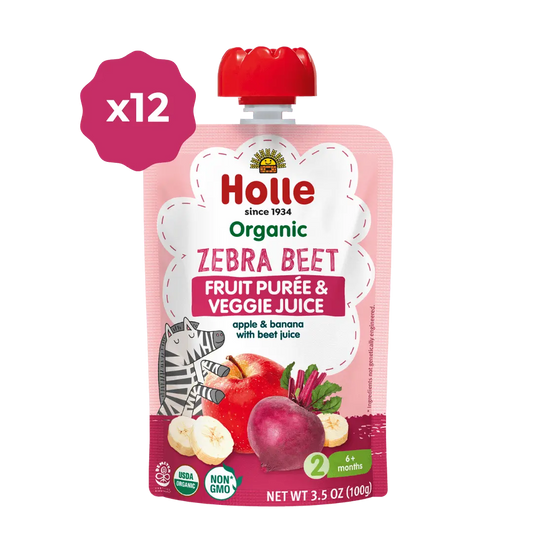 Holle Baby Food Pouches - Organic Fruit & Veggie Puree - Zebra Beet Holle USA