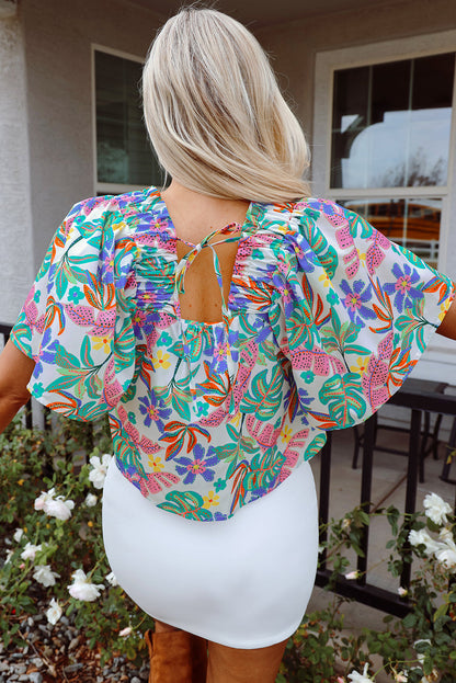 Marlowe Loose Fit Puff Sleeve Square Neck Blouse