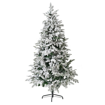 Unlit 7FT Snowy PE PVC Mixed Christmas Tree with Full Branch Tips in Sangria Beech